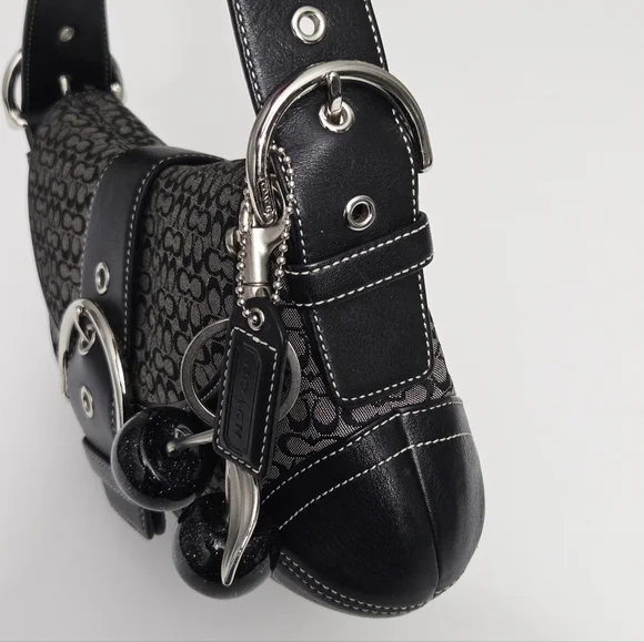 EXCELLENT VINTAGE COACH Y2K MINI SIGNATURE SOHO BUCKLE FLAP SHOULDER BAG 6818 - Picture 7 of 11